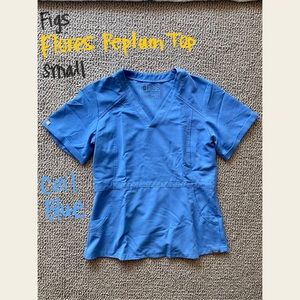 Figs Flores Peplum Scrub Top Sml Ceil Blue LIMITED